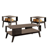 Benzara Wooden Occasional Table Set with Open Bottom Shelf, Set of 3, Brown BM208016 Brown Wood BM208016