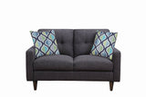 Benzara Fabric Upholstered Wooden Loveseat with Tufted Back, Gray BM208143 Gray Wood and Fabric BM208143