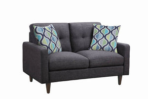 Benzara Fabric Upholstered Wooden Loveseat with Tufted Back, Gray BM208143 Gray Wood and Fabric BM208143