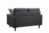 Benzara Fabric Upholstered Wooden Loveseat with Tufted Back, Gray BM208143 Gray Wood and Fabric BM208143