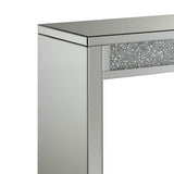 Benzara Rectangular Shape Wooden Sofa Table with Faux Crystal Accents, Silver BM208163 Silver Wood, Faux Crystal and Mirror BM208163