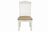 Benzara Farmhouse Style Wooden Side Chair with Slated Back, White and Brown BM208188 White and Brown Wood BM208188