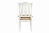 Benzara Farmhouse Style Wooden Side Chair with Slated Back, White and Brown BM208188 White and Brown Wood BM208188