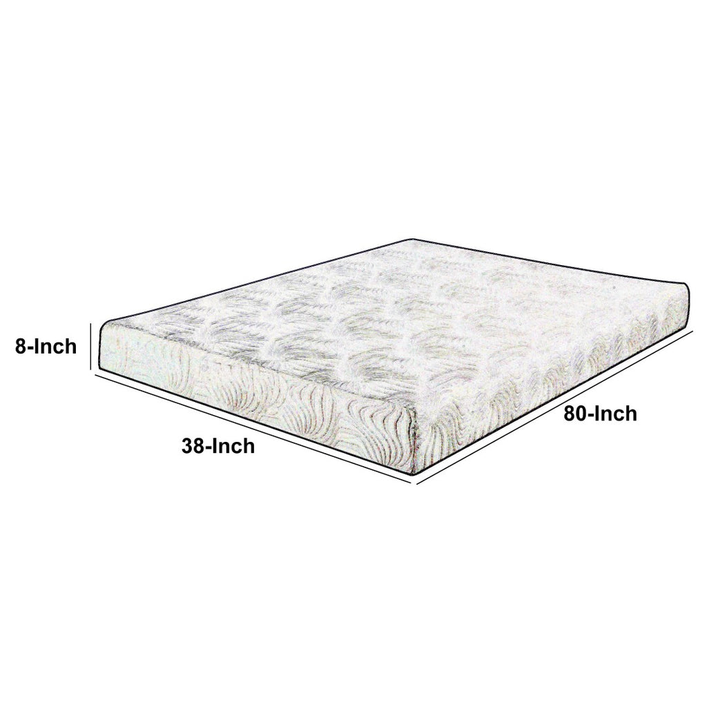 Benzara Twin Size Mattress with Patterned Fabric Upholstery, White BM208190 White Foam and Fabric BM208190