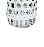 Benzara Wooden Lantern with Octagonal Cut Out and Rope Hanger, Medium, White BM208243 White Wood, Glass and Rope BM208243