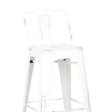 Benzara Bucket Back Metal Frame Counter Stool, Set of 2, Distressed White BM208789 White Solid Wood and Metal BM208789