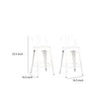 Benzara Bucket Back Metal Frame Counter Stool, Set of 2, Distressed White BM208789 White Solid Wood and Metal BM208789