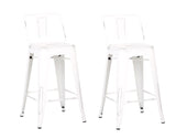 Benzara Bucket Back Metal Frame Counter Stool, Set of 2, Distressed White BM208789 White Solid Wood and Metal BM208789