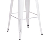 Benzara Bucket Back Metal Frame Barstool, Set of 2, Distressed White BM208795 White Solid Wood and Metal BM208795