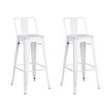 Benzara Bucket Back Metal Frame Barstool, Set of 2, Distressed White BM208795 White Solid Wood and Metal BM208795