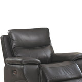 Benzara Faux Leather Upholstered Wooden Recliner with Split Cushion, Gray BM208990 Gray Solid Wood and Faux Leather BM208990