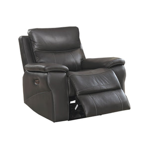 Benzara Faux Leather Upholstered Wooden Recliner with Split Cushion, Gray BM208990 Gray Solid Wood and Faux Leather BM208990