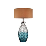 Benzara Table Lamp with Hand blown glass pattern and Bottle Base, Silver and Blue BM209020 Silver and Blue Glass, Metal BM209020