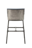 Benzara Leatherette Bar Stool with Riveted Metal Backing, Blue and Black BM209054 Brown and Black Metal and Faux Leather BM209054