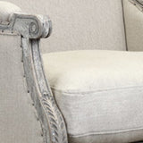 Benzara Hand Carved Wooden Armchair with Fabric Upholstered Seating, Gray BM209055 Gray Wood and Fabric BM209055