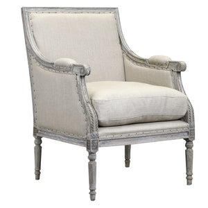 Benzara Hand Carved Wooden Armchair with Fabric Upholstered Seating, Gray BM209055 Gray Wood and Fabric BM209055