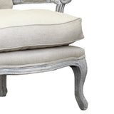 Benzara Fabric Upholstered Arm Chair with Cabriole Legs, Beige and Gray BM209058 Beige and Gray Wood and Fabric BM209058