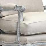 Benzara Fabric Upholstered Arm Chair with Cabriole Legs, Beige and Gray BM209058 Beige and Gray Wood and Fabric BM209058