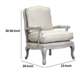 Benzara Fabric Upholstered Arm Chair with Cabriole Legs, Beige and Gray BM209058 Beige and Gray Wood and Fabric BM209058