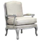 Fabric Upholstered Arm Chair with Cabriole Legs, Beige and Gray