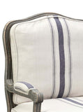 Benzara Fabric Upholstered Striped Accent Chair with Cabriole Legs, White and Blue BM209059 White and Blue Wood and Fabric BM209059