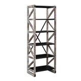 Ladder Style Wooden Bookcase with 6 Shelves, Brown and Black