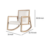 Benzara Fabric Upholstered Wooden Rocking Chair with Sled Base, Brown and White BM209073 Brown and White Solid Wood and Fabric BM209073