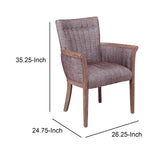 Benzara Fabric Upholstered Tufted Back Accent Chair with Flared Arms, Brown BM209074 Brown Solid Wood and Fabric BM209074