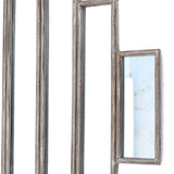 Benzara Wooden Wall Mirror with Multiple Framed Sculptures, Silver BM209098 Silver Solid Wood and Mirror BM209098