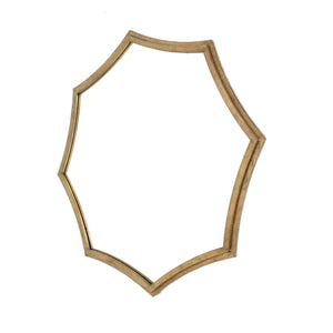 Benzara Wooden Wall Mirror with Curved Hexagram Shape Frame, Brown BM209099 Brown Solid Wood and Mirror BM209099