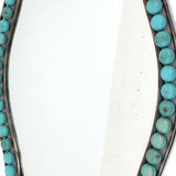 Benzara Quatrefoil Shape Metal Wall Mirror with Pearl Accents, Blue and Brown BM209100 Brown Metal and Mirror BM209100