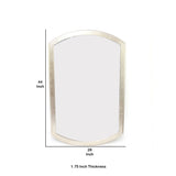 Benzara Contemporary Wooden Wall Mirror with Arched Top and Bottom, Gold BM209103 Gold Solid Wood and Mirror BM209103