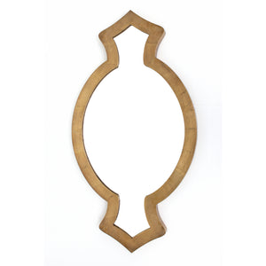 Benzara Contemporary Wooden Wall Mirror with Quatrefoil Shape Design, Gold BM209105 Gold Solid Wood and Mirror BM209105