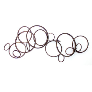 Benzara Industrial Style Metal Wall Decor with Multiple Circles, Bronze BM209107 Bronze Metal BM209107