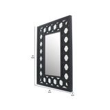 Benzara Rectangular Wooden Dressing Mirror with Lattice Pattern Design, Black BM209114 Black MDF and Mirror BM209114