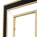 Benzara Rectangular Wooden Dressing Mirror with Beveled Edges, Black and Gold BM209115 Black and Gold MDF and Mirror BM209115