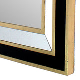 Benzara Rectangular Wooden Dressing Mirror with Beveled Edges, Black and Gold BM209115 Black and Gold MDF and Mirror BM209115