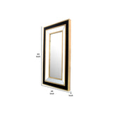 Benzara Rectangular Wooden Dressing Mirror with Beveled Edges, Black and Gold BM209115 Black and Gold MDF and Mirror BM209115