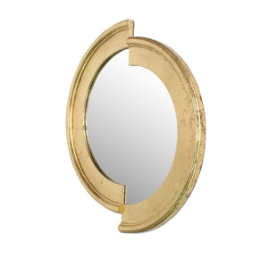 Benzara Semicircle Wooden Dressing Mirror with Interlaced Pattern Design, Gold BM209116 Gold MDF and Mirror BM209116