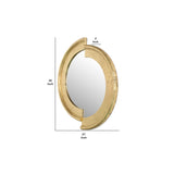 Benzara Semicircle Wooden Dressing Mirror with Interlaced Pattern Design, Gold BM209116 Gold MDF and Mirror BM209116