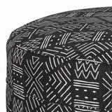 Benzara Tribal Pattern Oversized Ottoman with Faux Wood Finish Tapered Legs, Black BM209199 Black Solid wood, fabric BM209199