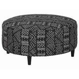 Benzara Tribal Pattern Oversized Ottoman with Faux Wood Finish Tapered Legs, Black BM209199 Black Solid wood, fabric BM209199