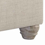 Benzara Transitional Polyester Upholstered Ottoman with Turned Legs, Gray BM209200 Gray Solid wood, fabric BM209200