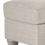 Benzara Transitional Polyester Upholstered Ottoman with Turned Legs, Gray BM209200 Gray Solid wood, fabric BM209200