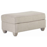 Benzara Transitional Polyester Upholstered Ottoman with Turned Legs, Gray BM209200 Gray Solid wood, fabric BM209200