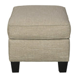 Benzara Transitional Wooden Ottoman with Piped Stitching and Tapered Legs, Beige BM209207 Beige Solid wood, fabric BM209207