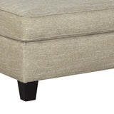 Benzara Transitional Wooden Ottoman with Piped Stitching and Tapered Legs, Beige BM209207 Beige Solid wood, fabric BM209207