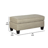 Benzara Transitional Wooden Ottoman with Piped Stitching and Tapered Legs, Beige BM209207 Beige Solid wood, fabric BM209207