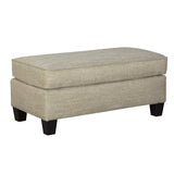 Benzara Transitional Wooden Ottoman with Piped Stitching and Tapered Legs, Beige BM209207 Beige Solid wood, fabric BM209207