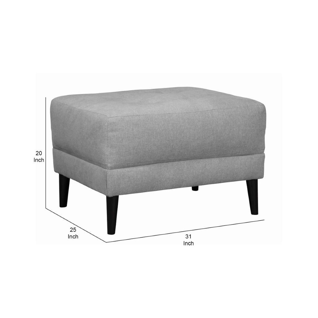 Benzara Wooden Fabric Upholstered Ottoman with Cushioned Tufted Seating, Gray BM209213 Gray Solid wood, fabric BM209213